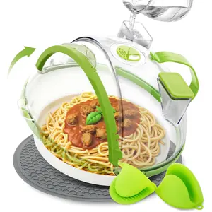 Microwave Cover for Food - 10'' Microwave Splatter Cover With Water Steamer, Green