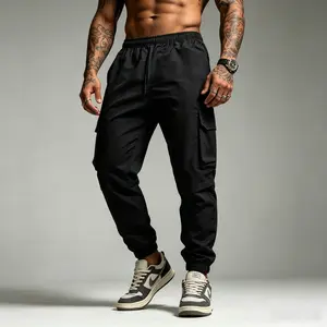 Plus Size Viral Men Multi-Pocket Cargo Jogger Pants, Quick Dry Elastic Cuff, Loose Comfy Fit, Trendy Hypebeast Streetwear, All-match Daily Outdoor Casual Everyday Essential Men Trousers