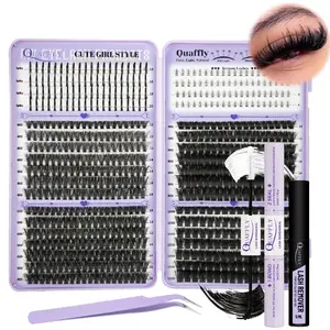 678-Piece Lash Clusters with Spikes, Fluffy Cluster Lashes, Wispy Eyelash Cluster Kit 14–20 mm and 10–18 mm 40D 60D 80D 100D DIY Volume Eyelashes with Lash Bond and Seal and Tweezers, DIY Eyelash Extensions