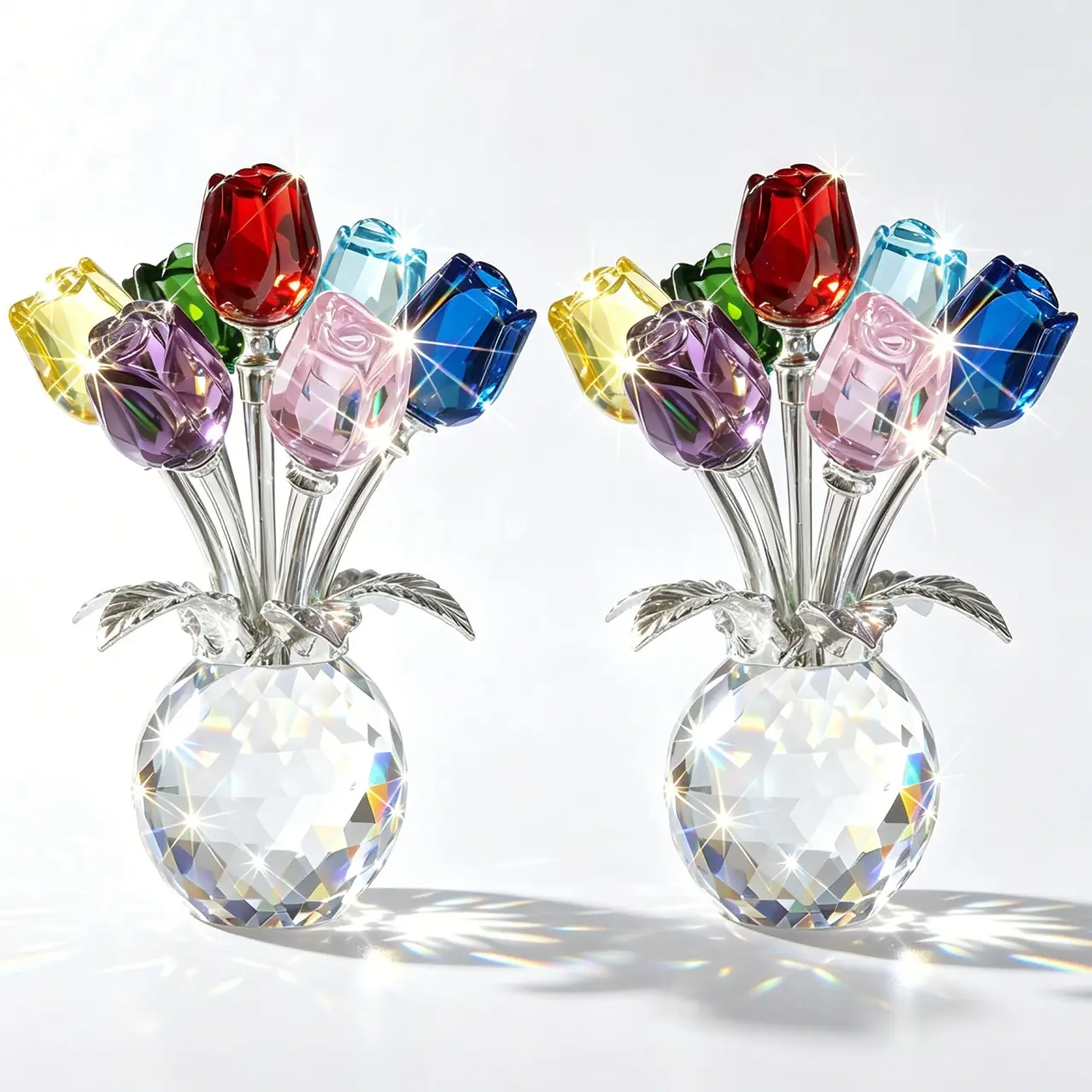 【Small Gift, Big Smile】Crystal Rose Flower, Handmade K9 Crystal Forever Rose Gift for Women Wife Girlfriend, Romantic Home Decor Decoration Love