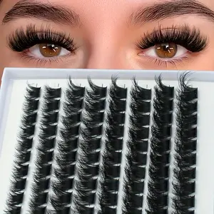 96 clusters of fluffy eyelash clusters, thick eyelash extensions, 80D DD curls, single eyelash clusters, Wispy eyelash extensions, DIY at home
