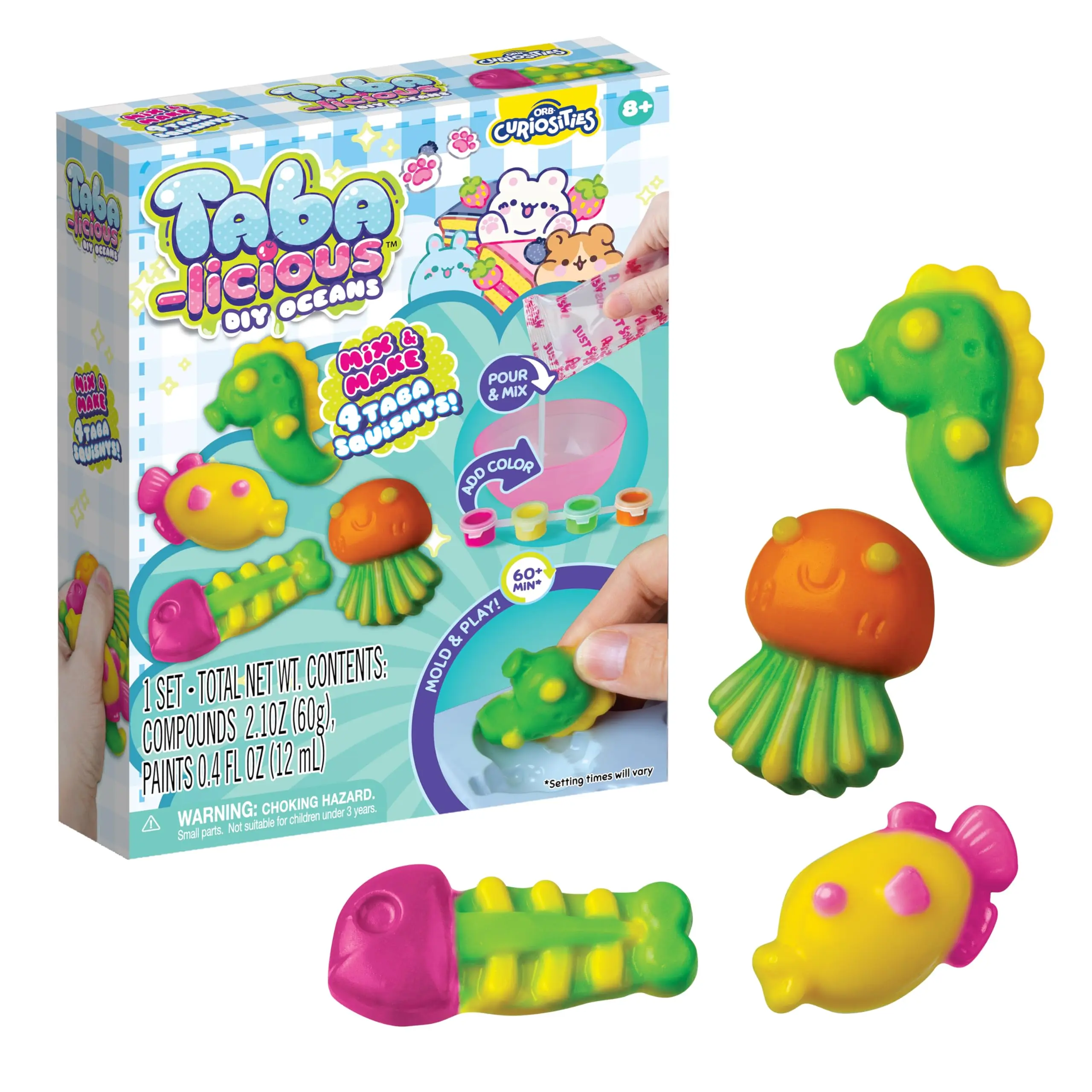 ORB Tabalicious DIY Ocean TABA Squishy Kit - Craft Kit for Kids - Make Your Own TABA Ocean Themed Squishy Toys - Includes Silicone Mold, Mix, Colors, More for Crafting Fishy Squishies - All in 1 Kit