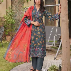 Pakistani Dress - 3PC Lawn Ensemble with Printed Shirt Dupatta & Trouser for Elegant Everyday Wear