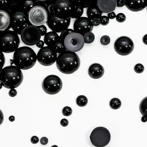 Midnight Black Flatback Half Round Pearls