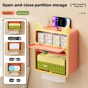 Modern Creative Tissue Storage Box, Waterproof Wall-Mounted Home Organizer, No-Drill Installation, High-Quality Home Supplies Storage Bin