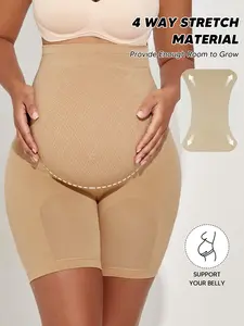 Pregnant Seamless Shorts, Abdominal Support Design, High Waist, Breathable Fabric, Comfortable for All Pregnancies, Casual Style