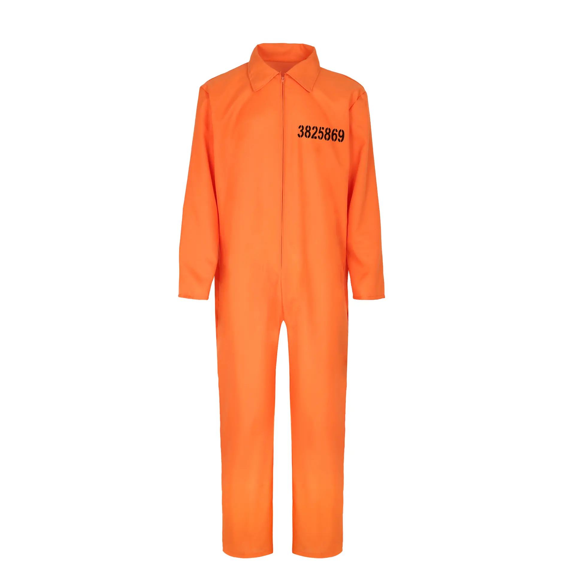 Halloween Cosplay Prisoner Costume Prison Outfit Orange One Piece Prison Suit Plain Weave Nylon