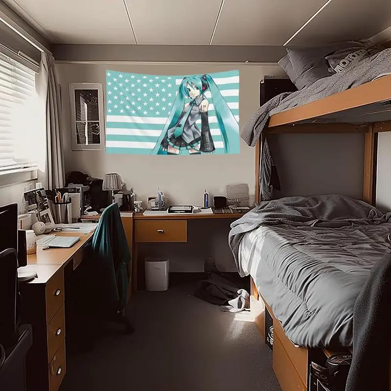 Tapestry Anime Hatsune Miku 40 * 60in Fun Flags Tapestry for Wall Hanging College Dorm Room Decor Banner Flag Tapestry Indoor/Outdoor Bedroom Decoration