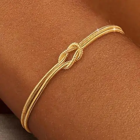 Mother's Day Gift Silver Gold Bracelets for Women Trendy Jewelry Gold Plated Bracelet for Women Non Tarnish Dainty Stackable Layered Chain Heart Pearl Knot Beaded Bracelets Stack Set Charm Mothers Day Elegant Minimalist Bangle