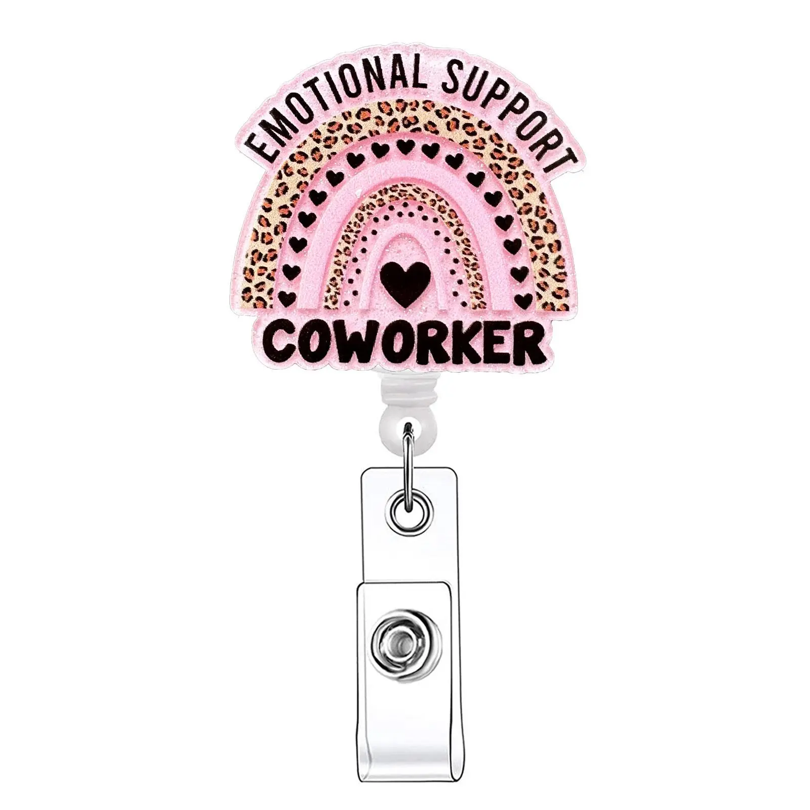 Emotional Support Coworker Badge Holder, 1 Count/20pcs Retractable Nursing Student Badge Reel, Acrylic ID Holder with Clip for Nurses, Doctors, Students & Office Staff, Medical Badge Holder, Office Supplies