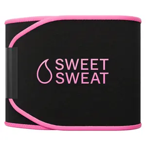 Sweet Sweat Ab Trainer for Women and Men - Sweat Band Waist Trainer Belt for High Intensity Training and Gym Workouts, 5 Adjustable Sizes - Black/Pink Sweet Sweat Ab Trainer for Women and Men - Sweat Band Waist Trainer Belt for High Intensity Training and Gym Workouts, 5 Adjustable Sizes - Black/Pink