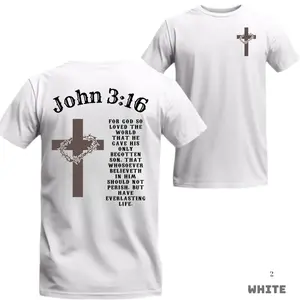 Scripture Power John 316 Christian T-Shirt – Bold Cross Graphic with Full Verse Print, Viral Faith Tee for Believers, Church Wear & Gospel Outreach, Trending Shirt