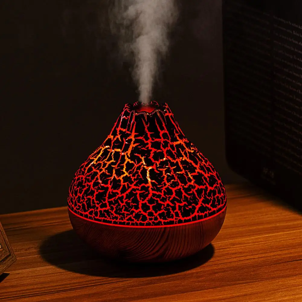 300ml USB Mini Humidifier for Room Decor, Colorful Volcanic Lava Mist Maker with Atmosphere Light for Boyfriend Gift, 7 Colors LED Night Light Air Hum