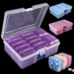 1pc Transparent Plastic Box Set for Jewelry, Beads & DIY Accessories - 14pcs Organizer Containers with Sorting Compartments for Art Supplies, Desktop Home Organization Multi Grids Organizer
