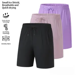 Women’s Ice Silk Quick-Dry Sports Shorts — Summer Breathable Knee-Length Shorts for Fitness, Running, Casual Wear, and Outdoor Use