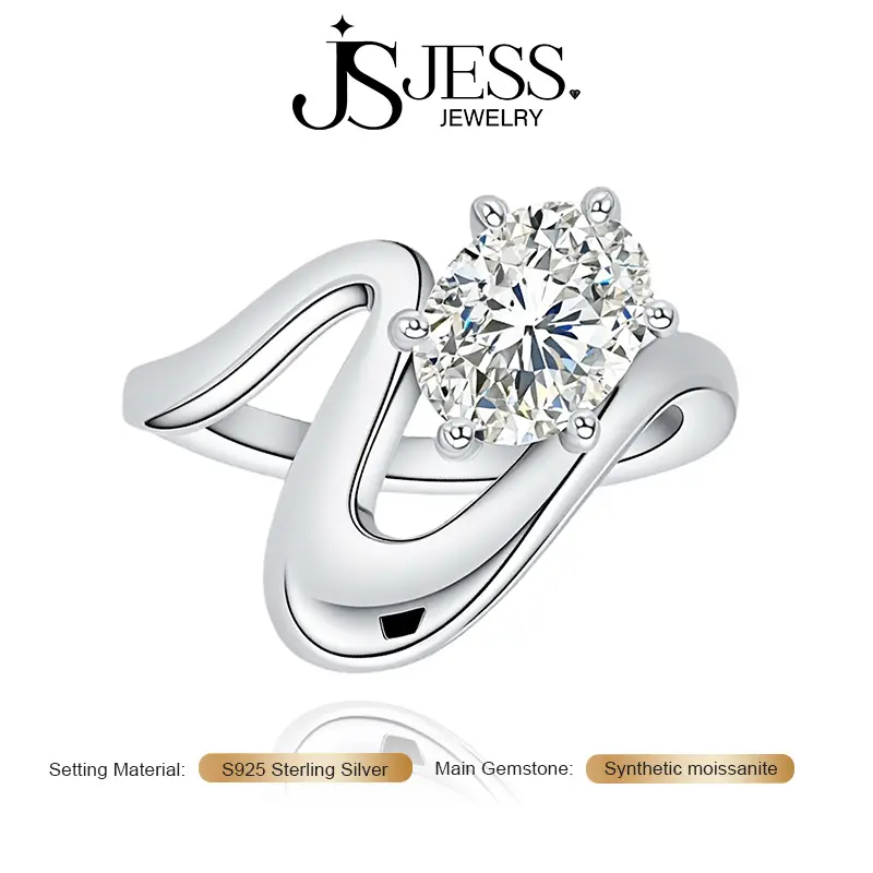 【Pinky】1.5Carat 6*8mm DE Color VVS1 Oval Cut Moissanite Engagement Ring Pinky Ring, S925 Sterling Silver Wedding Band for Women