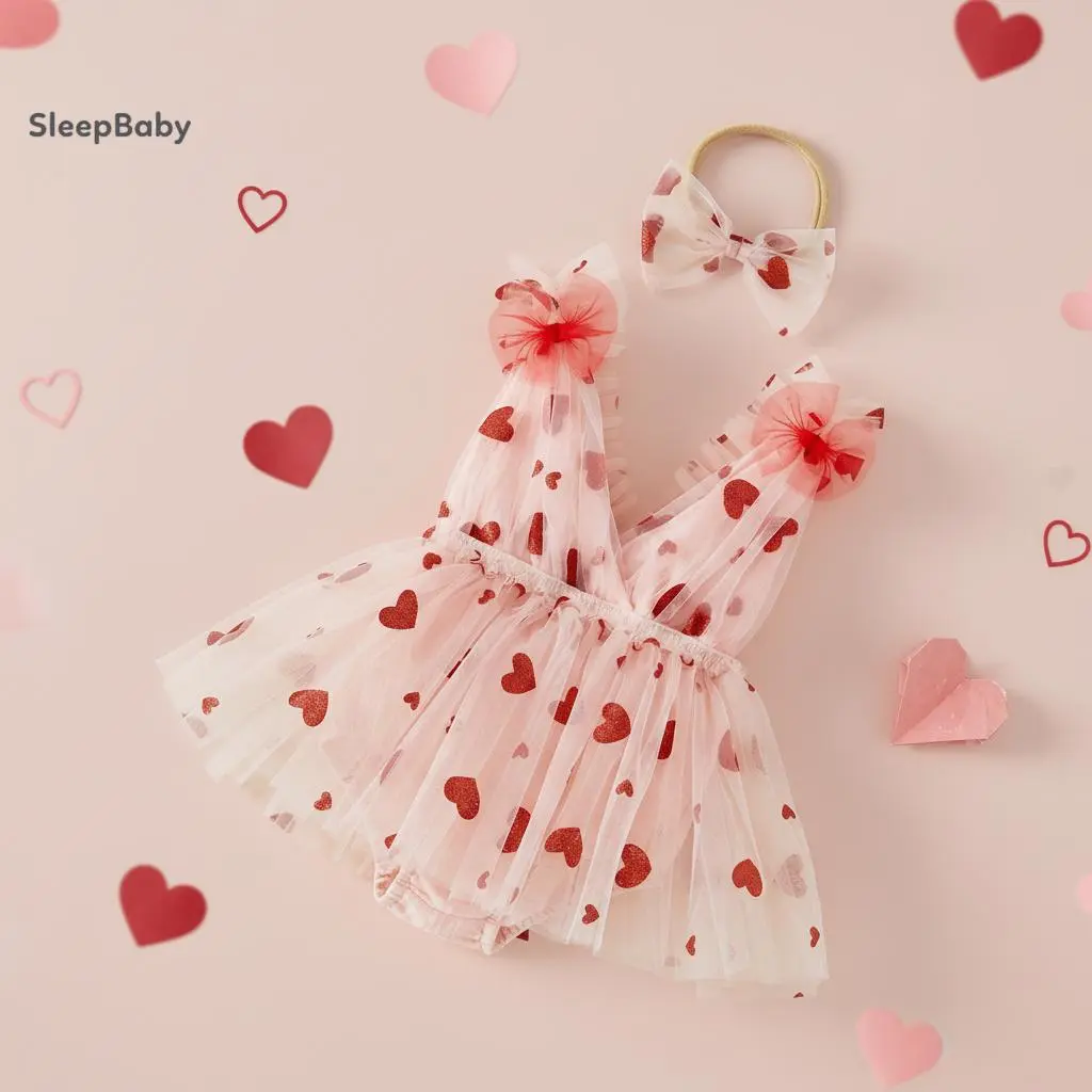 Dress Baby Valentine Outfits Toddler Adorable Baby Girls Summer Sleeveless  Romper Dress Heart