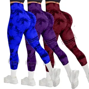 3Pcs Women Tie Dye High Waisted leggings, Scrunch Rear Lifting, Tummy Control Athletic Pants workout yoga, squat proof, compression tights full length