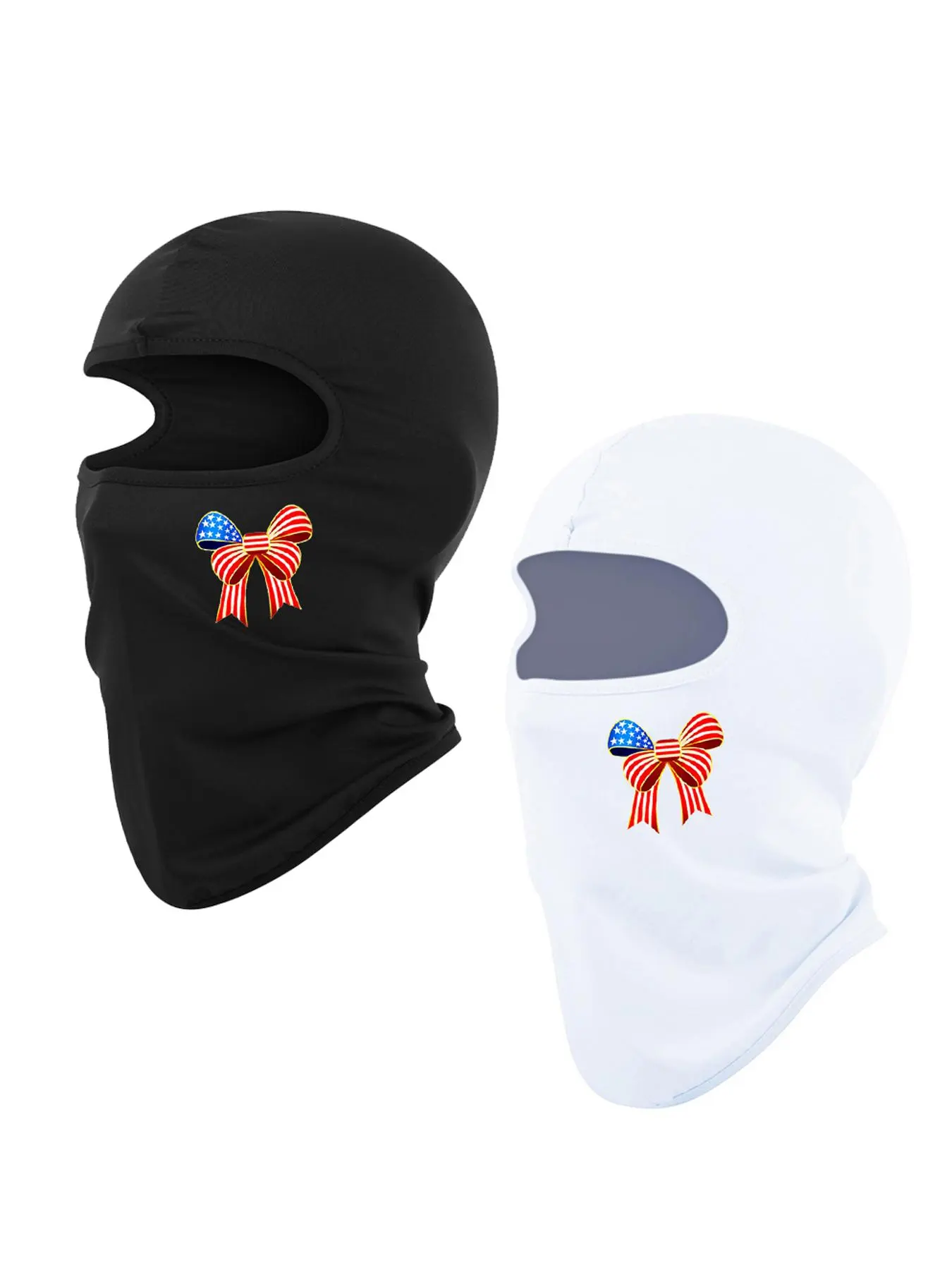 American Flag Bow Print Balaclava Face Mask, Breathable Sun Protection Neck Gaiter, Outdoor Cycling Face Mask for Men & Women