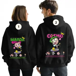 W4nda & C0smo Matching Couple Shirt, Funny Cartoon Duo Tee, Cute Couple Gift Idea for Him & Her Fans of Fairies Cotton Fabric
