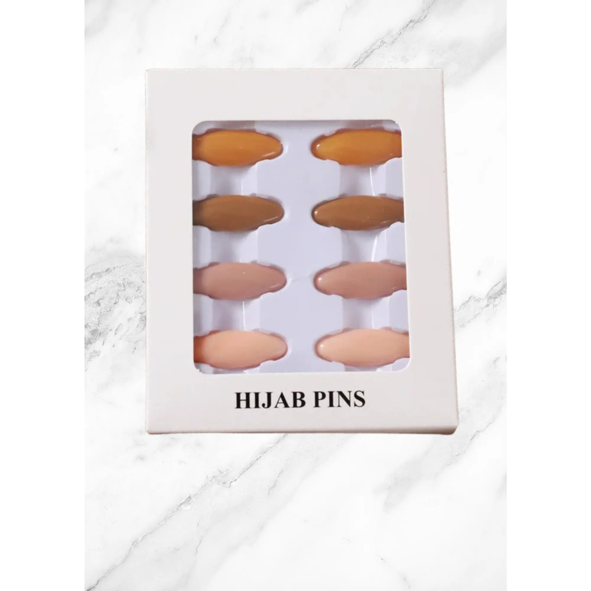 Hijab Pins -Nude 8 Pack of Hijab Pins in Peach Brown Orange and Light Pink Colors for Secure Hijab Wear