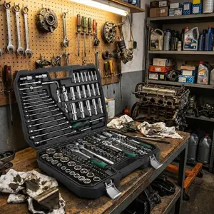 216 Pcs Mechanic Tool Set, Portable Professional Tool Kit and Sockets Wrenches Set, SAE and Metric, Car Tool Set Box, Tool Combination Set for Repair Shops, DIY, Home Maintenance