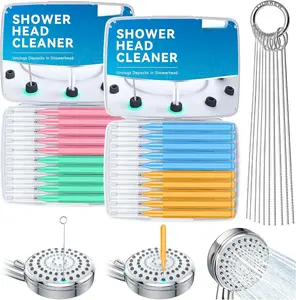 30 count Multiszie Shower  Cleaner Tool, Shower  Cleaning Brush for Small Hole Nozzle with Storage Boxes, Showerhead Cleaner Picks Unclogger for Household Bathroom, 30 count