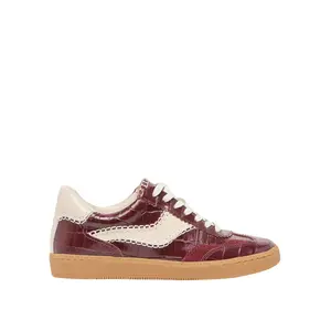 Notice Stitch Sneakers Oxblood Croco Embossed Leather