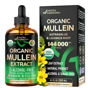 USDA Organic Mullein Leaf Extract Drops - 4 oz Lung & Bronchial Cleanse Supplement for Smokers, Healthcare & Fitness Respiratory Support (Tincture, Tea, Pills Compatible)