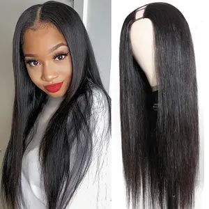 AUVZY Straight V Part Wig for Black Women Long Wig Half Wig Upgrade U-Part Wig for Daily Part Use