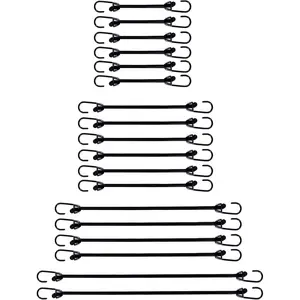 Mini Bungee Cords with Hooks 2 inch 4 inch 6 inch 9 inch Assorted 18-Piece Set of Small Bungee Cords