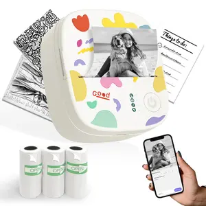Mini Sticker Printer – Portable Bluetooth Thermal Printer with 3 Paper Rolls, Inkless Pocket Label Maker for Notes, Photos, DIY & Kids (White)