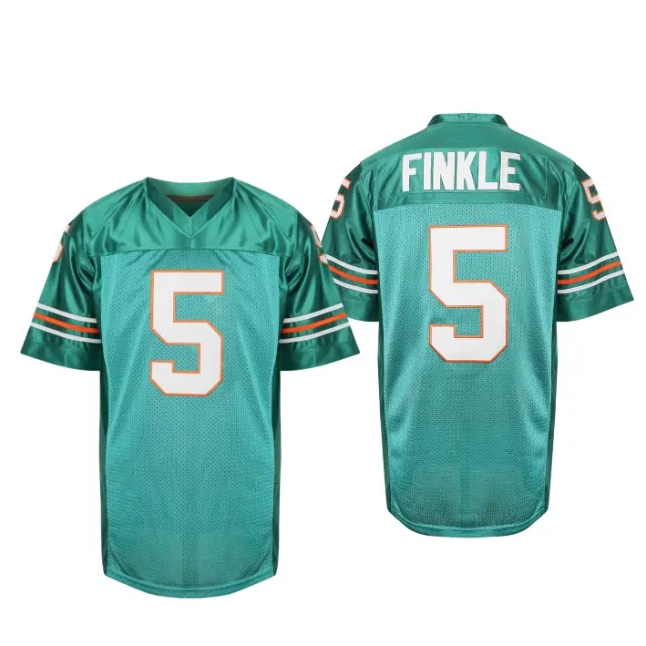 Green Football Jersey #5 Ray Finkle Ace Ventura Pet Detective Jim Carrey Movie Short Sleeve 100% Polyester Breathable Mesh Fabric US Seller US Size,travel essentials,camping essentials