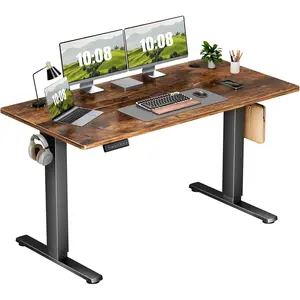 55 x 24 Inch Electric Standing Desk – Height Adjustable Sit to Stand Desk with Splice Board, Hooks and Cable Management Hole, Home Office Workstation