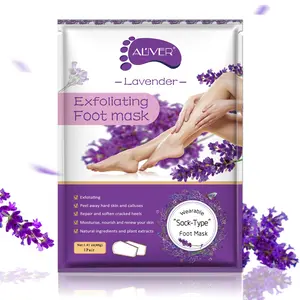 Aliver Lavender Soothing Relaxing Moisturizing Foot Peel Mask, Exfoliating Callus Remover with Lactic Acid, Malic Acid, Urea, Hydrating Care Gift, Foot Care Product