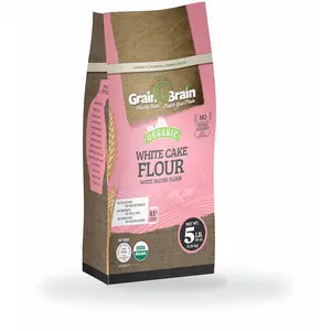 Grain Brain Organic White Cake Flour (5 lb) Pastry Flour,Unbleached, NO potassium Bromate
