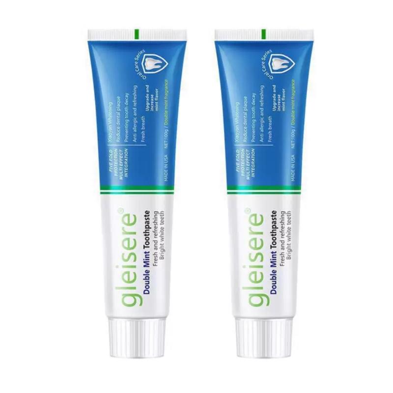 Gleisere Double Mint Toothpaste - 2 Tubes for Radiant Smile & Fresh Breath All Day - Bright White Teeth - Fresh and Refreshing