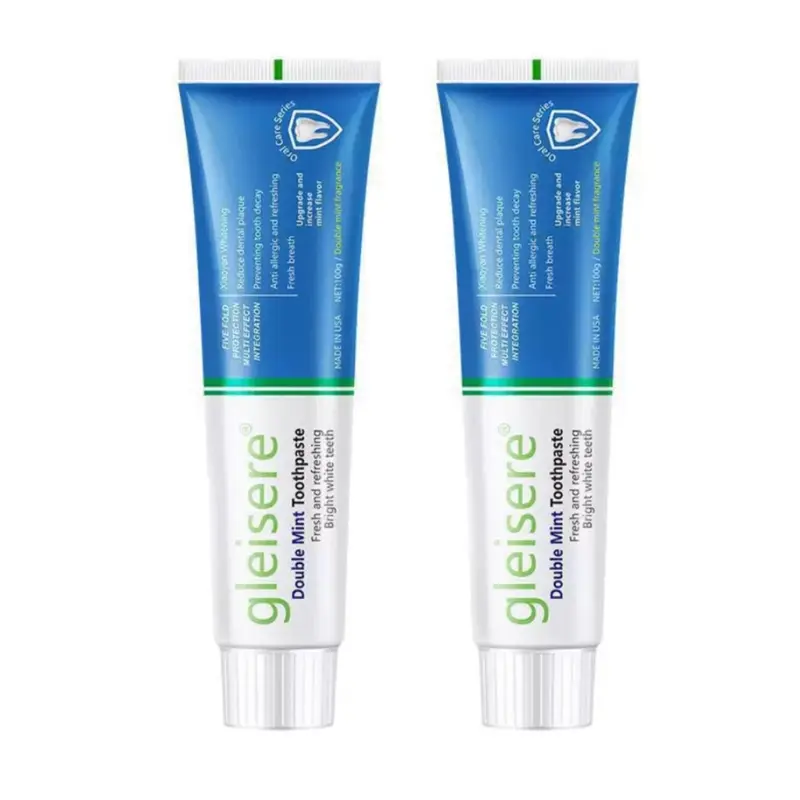 Gleisere Double Mint Toothpaste - 2 Tubes for Radiant Smile & Fresh Breath All Day - Bright White Teeth - Fresh and Refreshing