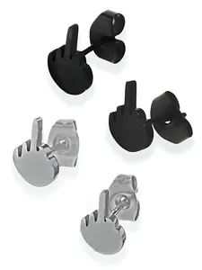 Punk Style Finger Design Stud Earrings, Fashion Stainless Steel Earrings for Women & Men, Trendy All-match & Exquisite Jewelry for Birthday Gift, Jewelry for Women, Goth Accessories, Versatile Earrings
