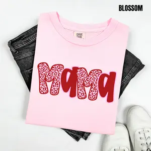Mama Cheetah Valentine Mix Comfort Colors T-Shirt 'NLB'