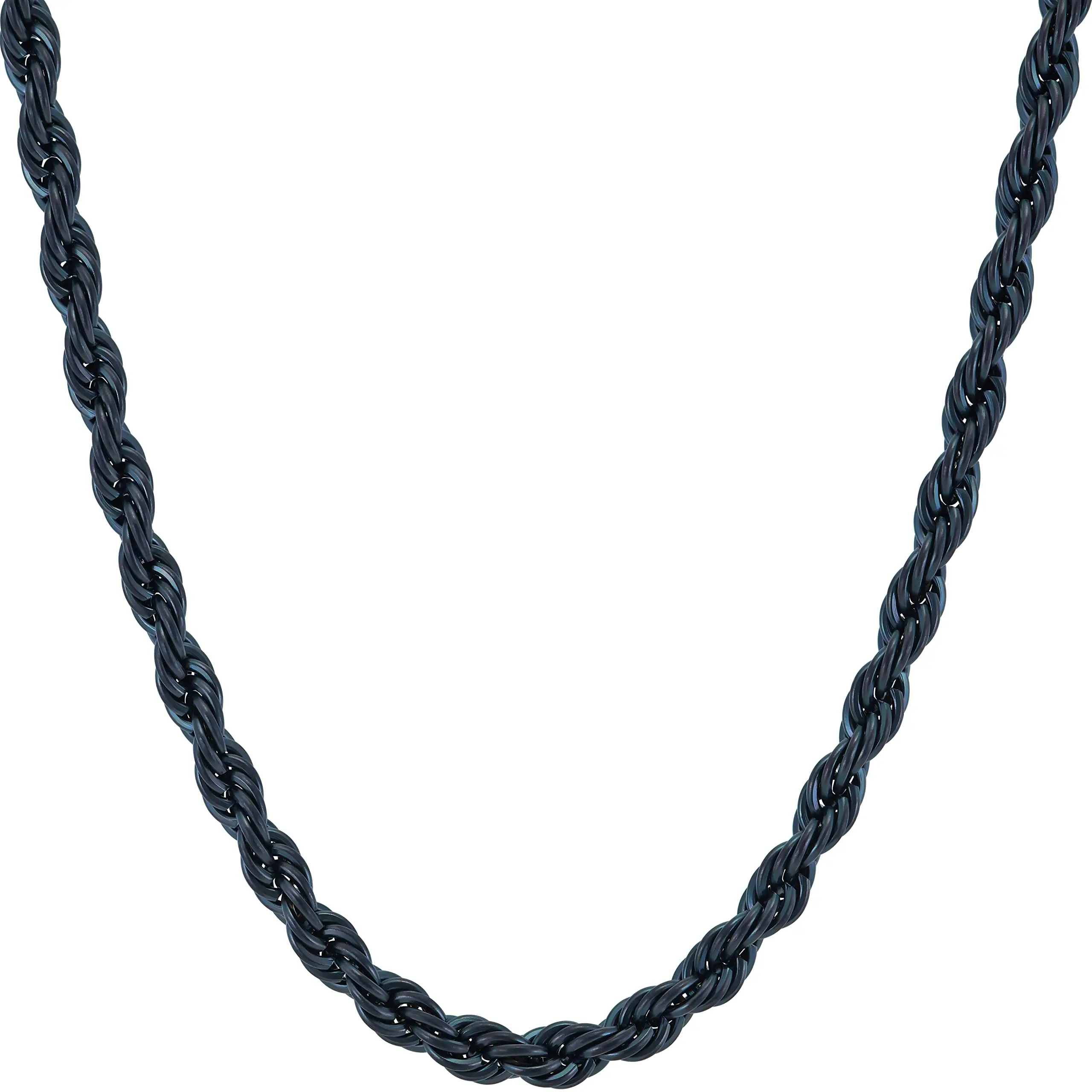 LIFETIME JEWELRY Plated 4mm Rope Chain Necklace Diamond Cut Gold Chain for Men Women Boys Black | Gunmetal | Stainless Steel | Gold Chains for Women | Size 16-30 Inch (16 inches, Black)