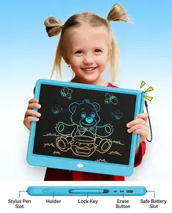 12 Inch LCD Writing Tablet, Colorful Doodle Board Drawing Pad for Kids, Erasable Reusable Electronic Writing Board, Educational Learning Toy Gift for 3-8 Year Old Boys & Girls (Blue)