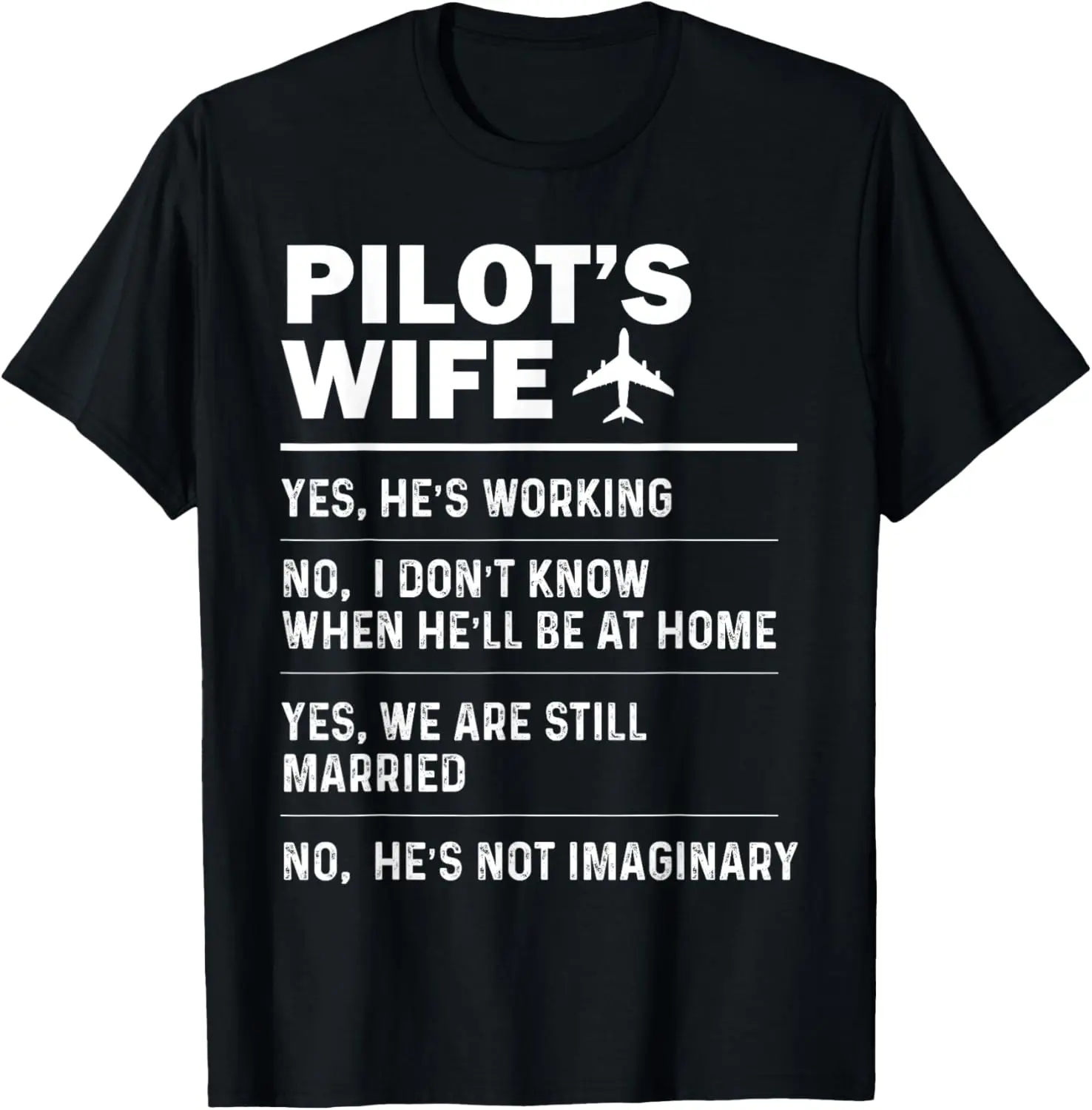 100% Cotton Pilot's Wife Funny Aviation Airline Pilot Husband Aviator T-Shirt