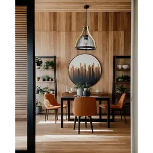 Pendant Light Fixtures, Farmhouse Wood and Glass Pendant Lighting for Kitchen Island, Rustic Length Adjustable