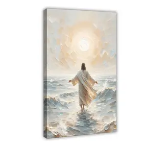 Jesus-Wall Art-A New Day Jesus Christ Walking On Water Poster For Church Room Decor-Christian-Art Canvas Print Picture For Home Living Bedroom Office Decor