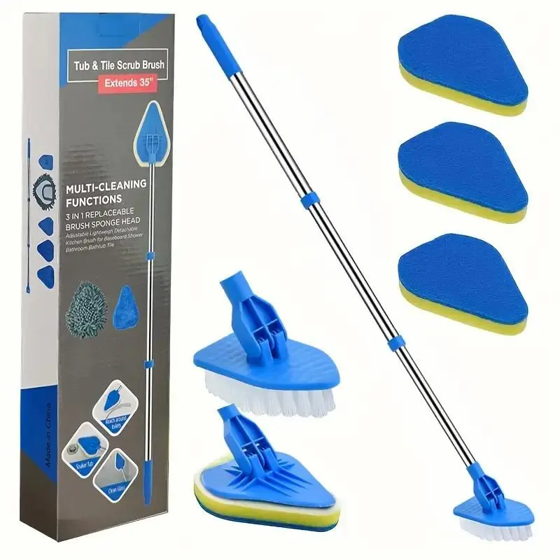 Retractable Bathroom Cleaning Brush, 1/3 Sets Long Handle Cleaning Brush with Replacement Brush Head, Multifunctional Cleaning Tool for Bathroom, Floor, Pool, Floor Pool Cleaning System, Swimming Pool Cleaner, Pool Cleaning Equipment