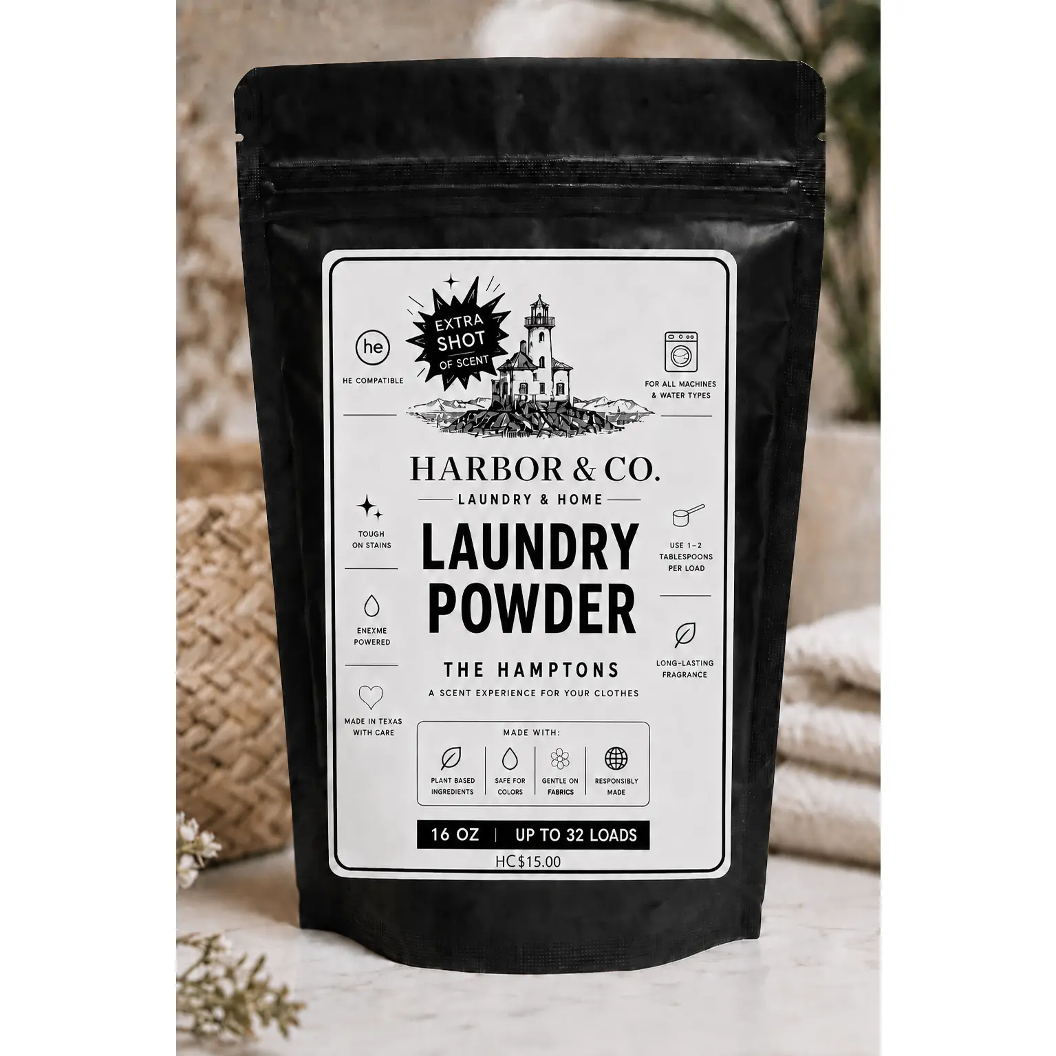 The Hamptons Ultra-Scent Extra-Shot Laundry Powder, Coastal Freshness Scent, HE Compatible Household Cleaner