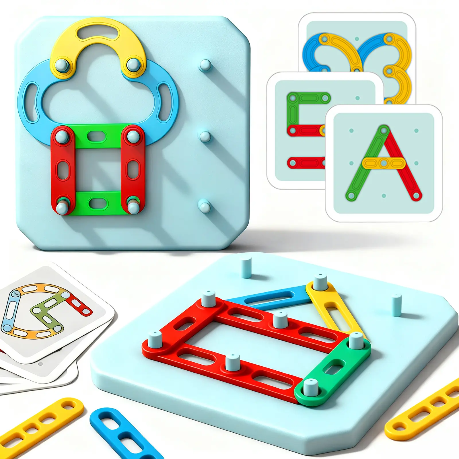 of Montessori educational toys, children's shape stacked nail boards, learning games, ever-changing Montessori puzzles, children's educational toys. The best birthday present.