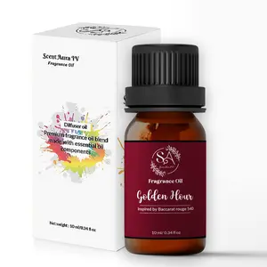 Scent Aura IV Golden Hour Diffuser Oil Inspired by Baccarat Rouge 540 Designer Perfume Scent| Oil Diffuser 0.34Fl Oz|10ml|Long Lasting Luxurious Scent for Home Office Decor