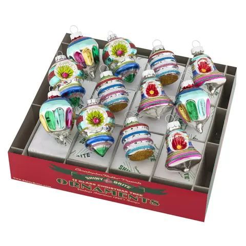 Christmas Confetti Festive Decorations - 12 Count, 1.75" Decorated Shapes, Holiday Decoration Ornaments for Home Party Supplies